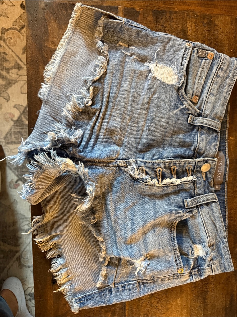 Just USA Light Blue Distressed Denim Shorts